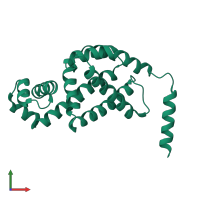 PDB entry 4nn1 coloured by chain, front view.