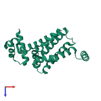 PDB entry 4nn1 coloured by chain, top view.