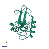 Monomeric assembly 1 of PDB entry 4nn2 coloured by chemically distinct molecules, side view.