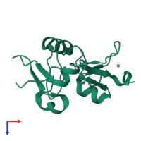 Monomeric assembly 1 of PDB entry 4nn2 coloured by chemically distinct molecules, top view.