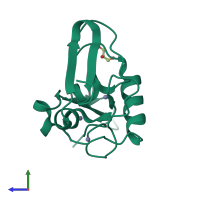 Monomeric assembly 2 of PDB entry 4nn2 coloured by chemically distinct molecules, side view.