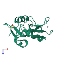 Monomeric assembly 2 of PDB entry 4nn2 coloured by chemically distinct molecules, top view.