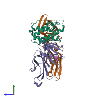 PDB entry 4nn5 coloured by chain, side view.