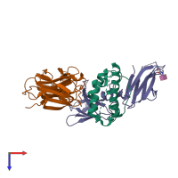 PDB entry 4nn5 coloured by chain, top view.