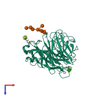 PDB entry 4nn9 coloured by chain, top view.