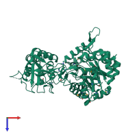 PDB entry 4nna coloured by chain, top view.