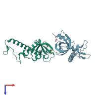 PDB entry 4nni coloured by chain, top view.