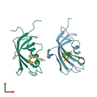 PDB entry 4nnr coloured by chain, front view.