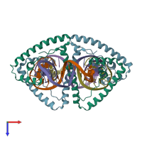 PDB entry 4nnu coloured by chain, top view.
