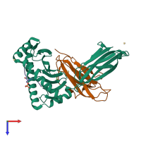 PDB entry 4nnx coloured by chain, top view.
