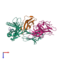 PDB entry 4no0 coloured by chain, top view.