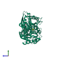 PDB entry 4no7 coloured by chain, side view.