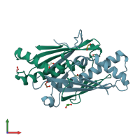 PDB entry 4noz coloured by chain, front view.