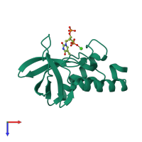 PDB entry 4np5 coloured by chain, top view.