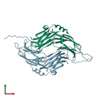 PDB entry 4npj coloured by chain, front view.