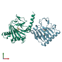 PDB entry 4npl coloured by chain, front view.