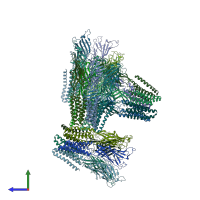 PDB entry 4npq coloured by chain, side view.