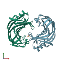 PDB entry 4npr coloured by chain, front view.