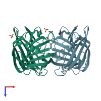 PDB entry 4npr coloured by chain, top view.
