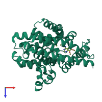 PDB entry 4npv coloured by chain, top view.