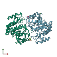 PDB entry 4nq1 coloured by chain, front view.