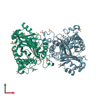 PDB entry 4nq3 coloured by chain, front view.