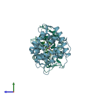 PDB entry 4nqg coloured by chain, side view.