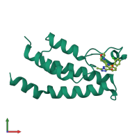 Monomeric assembly 1 of PDB entry 4nqn coloured by chemically distinct molecules, front view.