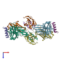 PDB entry 4nqs coloured by chain, top view.