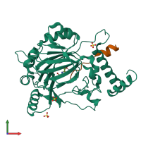 PDB entry 4nr1 coloured by chain, front view.