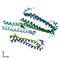 PDB entry 4nr2 coloured by chain, front view.