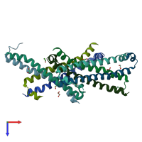 PDB entry 4nr2 coloured by chain, top view.