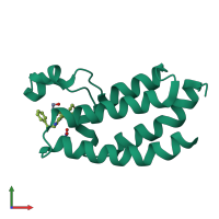 PDB entry 4nr5 coloured by chain, front view.