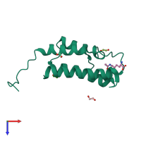 PDB entry 4nr9 coloured by chain, top view.