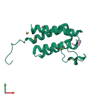 Monomeric assembly 1 of PDB entry 4nra coloured by chemically distinct molecules, front view.