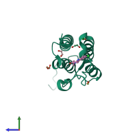 PDB entry 4nra coloured by chain, side view.