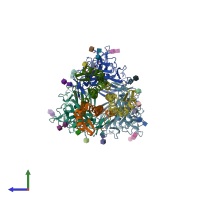PDB entry 4nrj coloured by chain, side view.