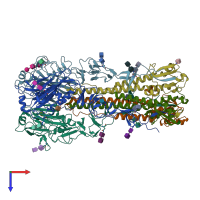 PDB entry 4nrj coloured by chain, top view.