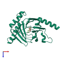 PDB entry 4nrm coloured by chain, top view.