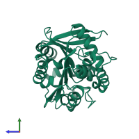 PDB entry 4ns4 coloured by chain, side view.