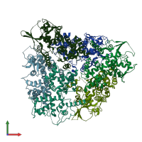 PDB entry 4nsc coloured by chain, front view.