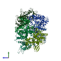 PDB entry 4nsc coloured by chain, side view.