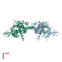 PDB entry 4nsd coloured by chain, top view.