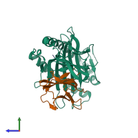 PDB entry 4nsk coloured by chain, side view.