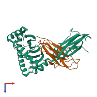 PDB entry 4nsk coloured by chain, top view.