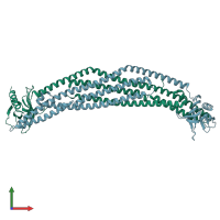 PDB entry 4nsw coloured by chain, front view.