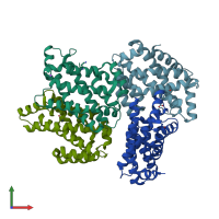 PDB entry 4nt1 coloured by chain, front view.