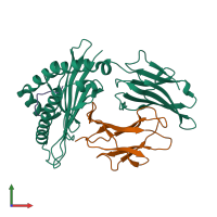 PDB entry 4nt6 coloured by chain, front view.