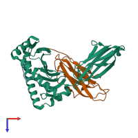 PDB entry 4nt6 coloured by chain, top view.