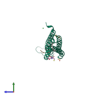 PDB entry 4ntb coloured by chain, side view.